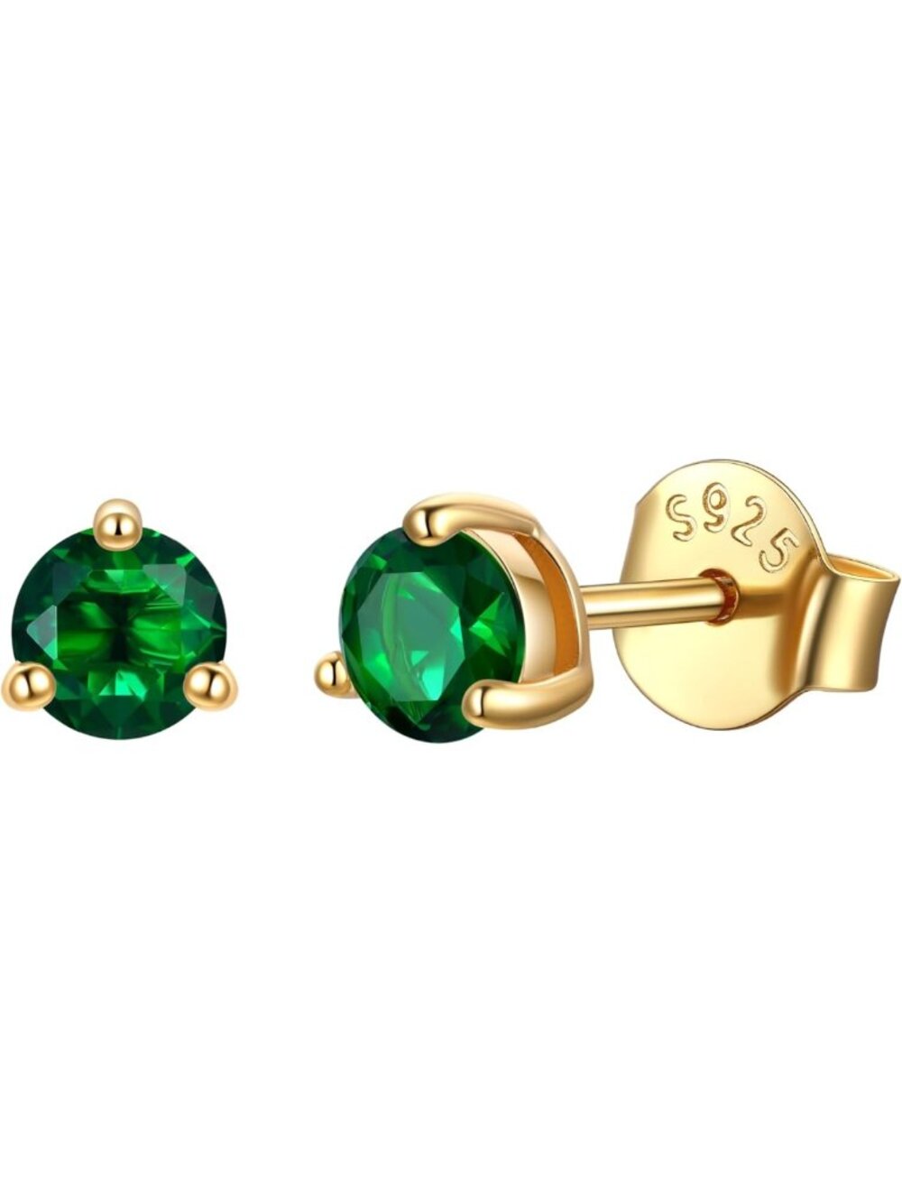 Colorful 925 Sterling Silver Stud Earrings with Cubic Zirconia Birthstones